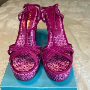 John-Michel Cazabat Fushia Suede Platform Sandal. Size 10